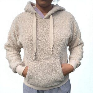 American Eagle Cozy Sherpa Hoodie With Kangaroo Pocket & Drawstrings Size XS